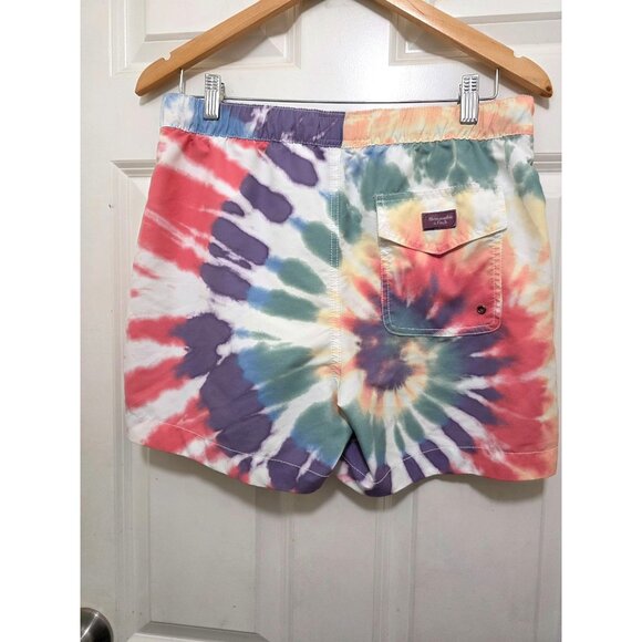 Abercrombie & Fitch Mens Tie-Dye Swim Shorts With Drawstring Waist & Back Pocket - Picture 4 of 9